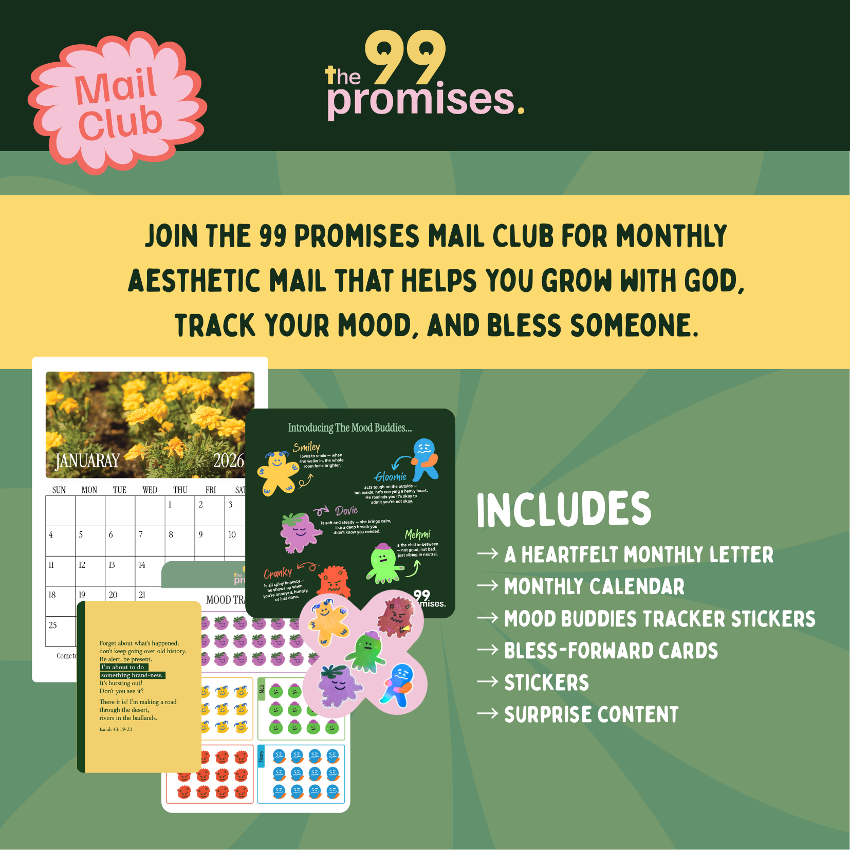 The 99 Promises Mail Club — Monthly Snail Mail of growth